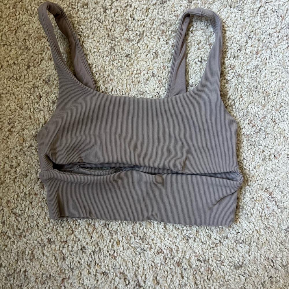 Taupe Ribbed Crop Top